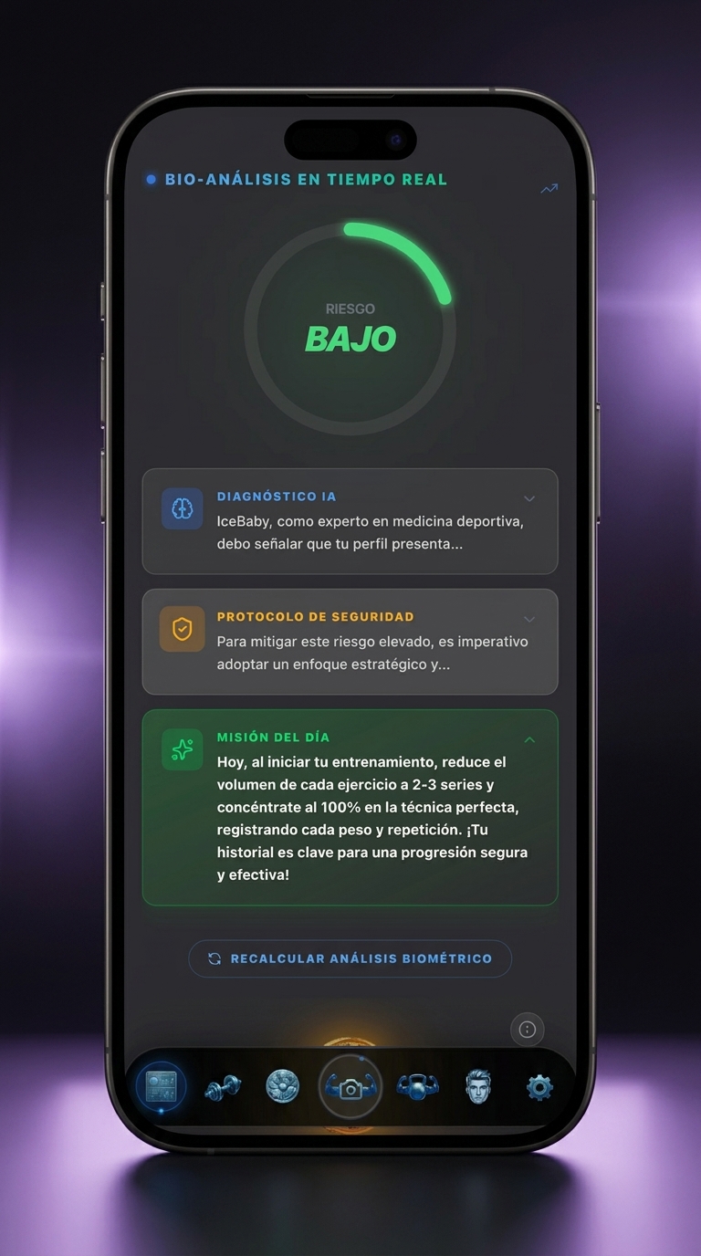 Panel de control y dashboard de predicción de fuerza por IA en MiGymBro